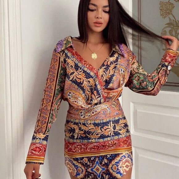 ZARA Printed Cropped Shirt New - Picture 1 of 8